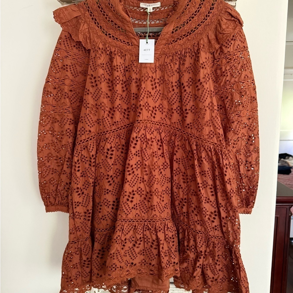 NWT American Eagle Outfitters Rust Long Sleeve Dress size XS